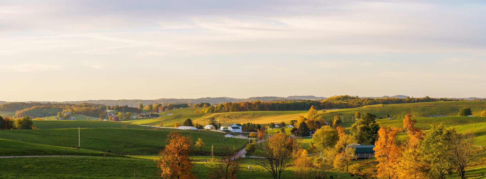 A look out across the rolling hills of Holmes County during autumn