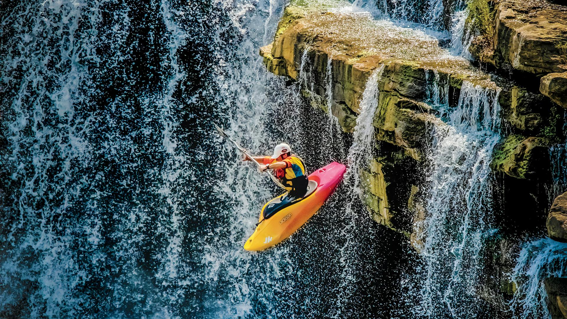 Rock Island State Park kayaker in Rock Island, Tennessee (photo by Michael D. Tedesco)