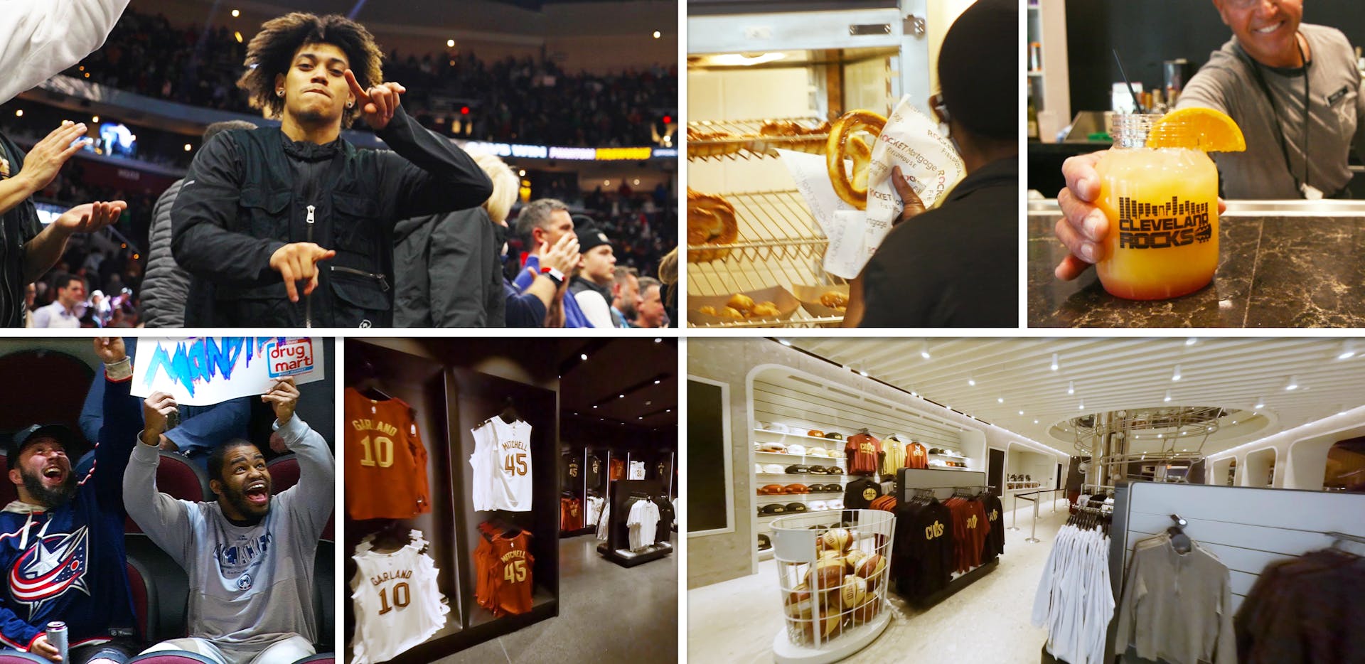 Fans celebrating at the Cleveland Cavaliers and Lake Erie Monsters games.