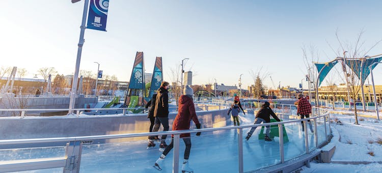 Skaters on the Howard Park Ice Trail in South Bend, Indiana