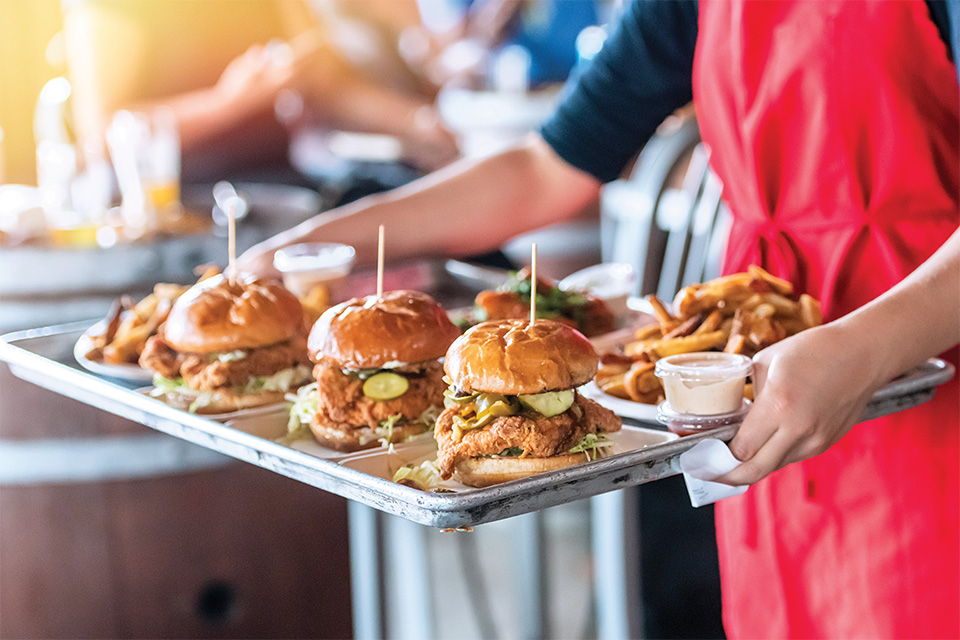 Tray of chicken sandwiches (photo by iStock)