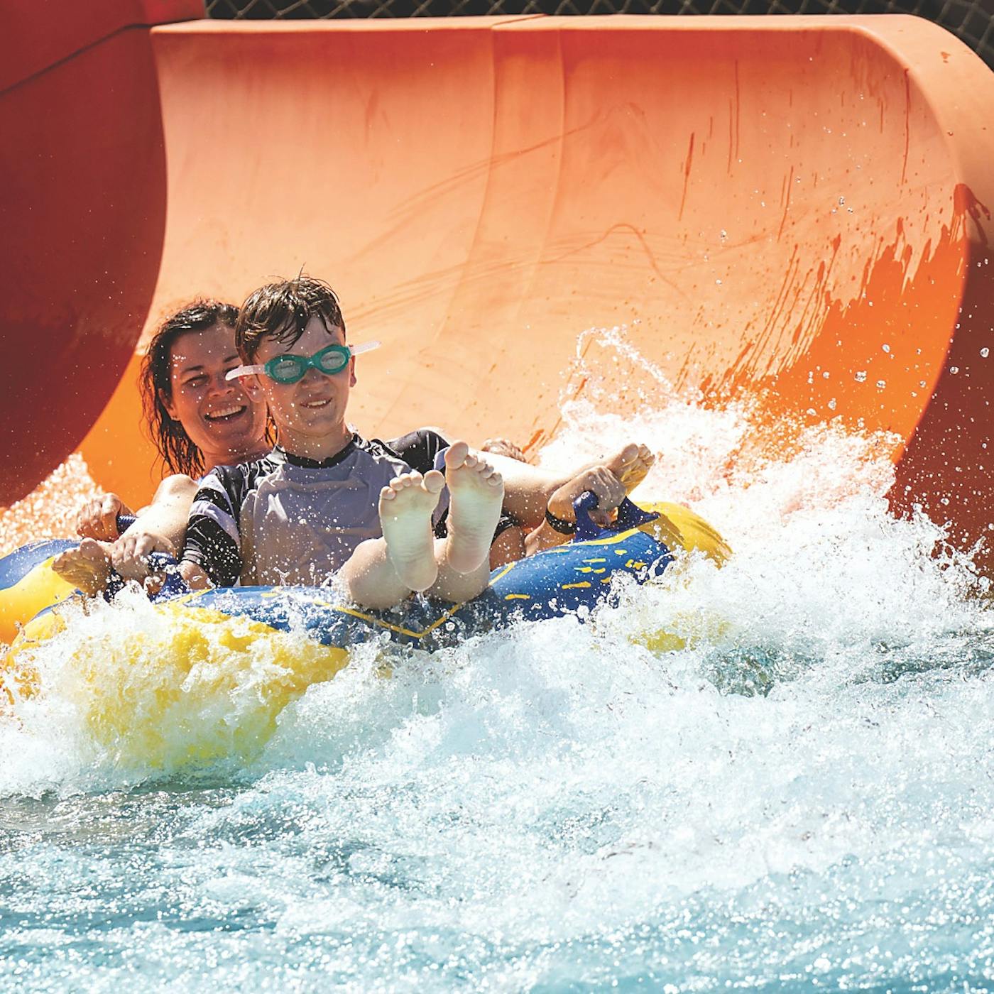 People going down waterslide at Zoombezi Bay in Powell, Ohio (photo courtesy of Columbus Zoo and Aquarium))