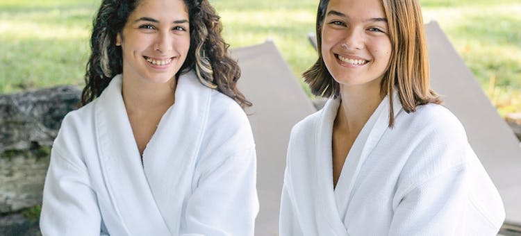 Two women in robes at the Inn and Spa at Walden in Aurora, Ohio (photo courtesy of Inn and Spa at Walden)