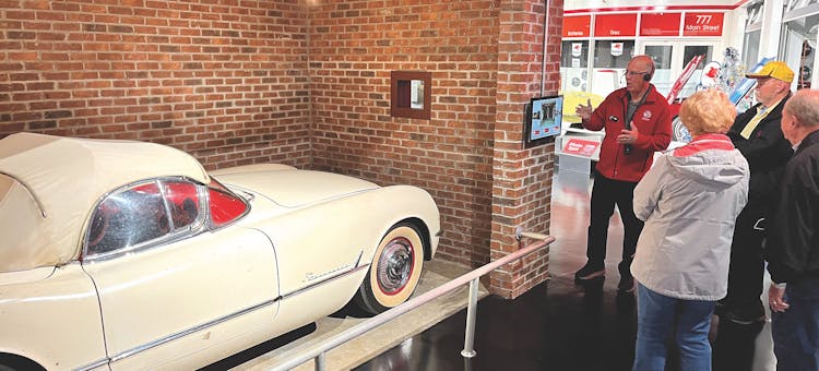Vintage white Corvette on display at National Corvette Museum in Bowling Green, Kentucky (photo courtesy of National Corvette Museum)