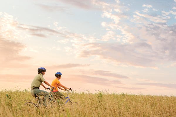 Bike riders in Midewin National Tallgrass Prairie in Wilmington, Illinois (photo courtesy of Illinois Office of Tourism)
