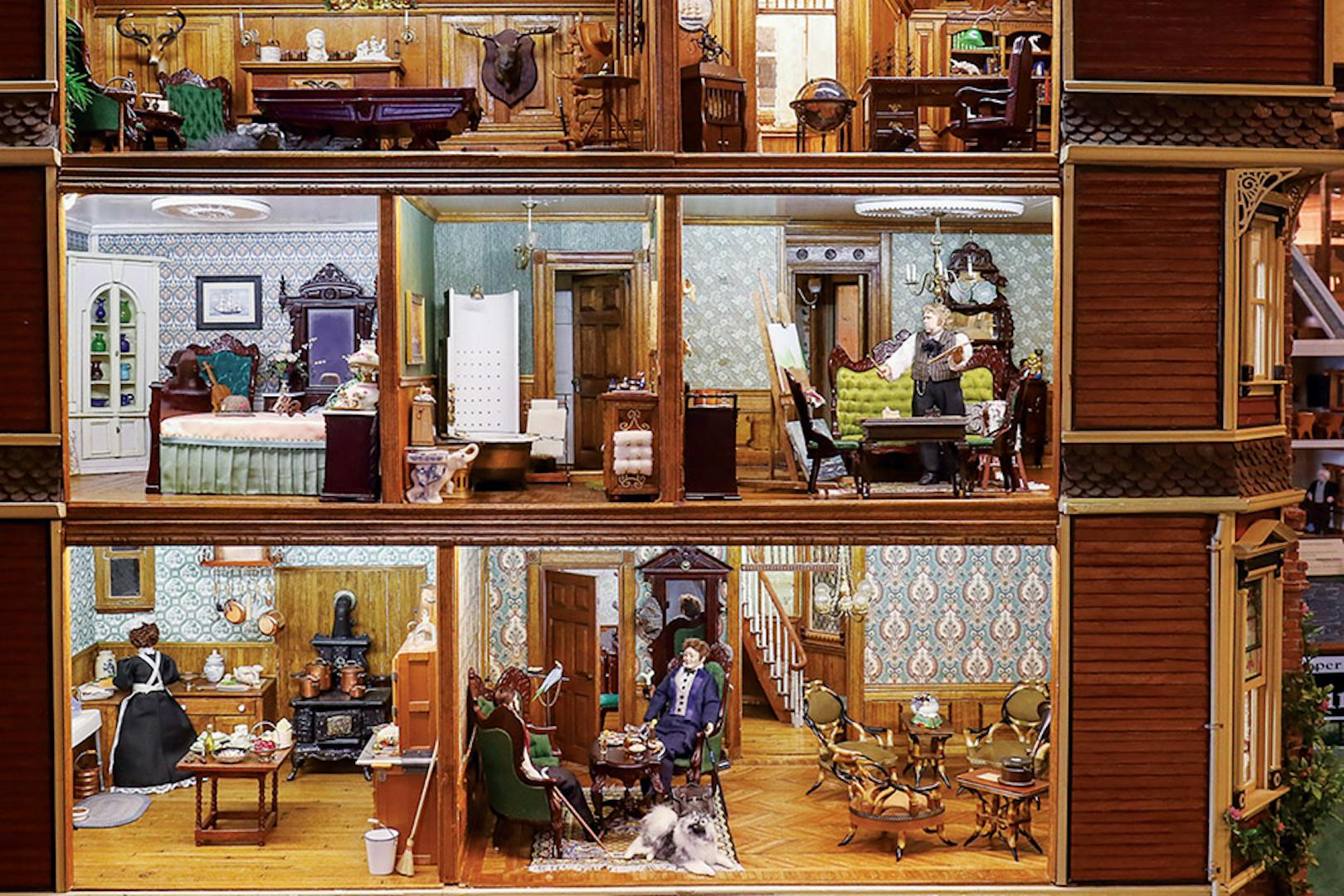 Fully furnished dollhouse at The Great American Dollhouse Museum in Danville, Kentucky (photo by Jon Sachs)