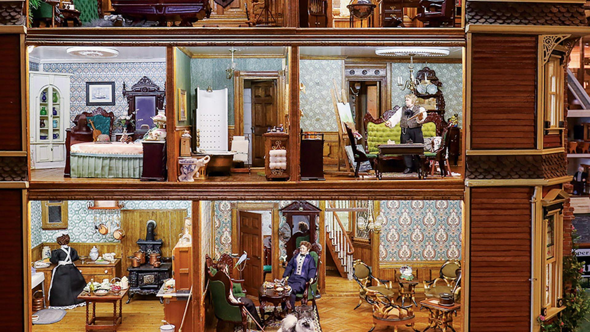 Fully furnished dollhouse at The Great American Dollhouse Museum in Danville, Kentucky (photo by Jon Sachs)