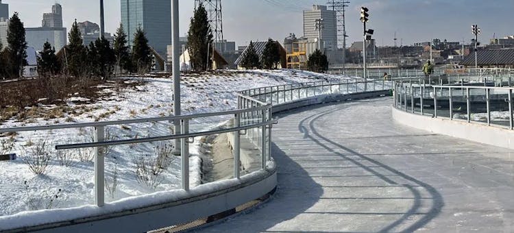 An ice skating "ribbon" in Toledo, Ohio.