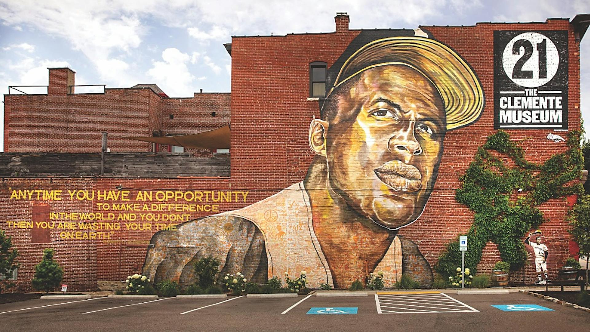 Mural of Roberto Clemente outside The Clemente Museum in Pittsburgh, Pennsylvania (photo courtesy of The Clemente Museum)