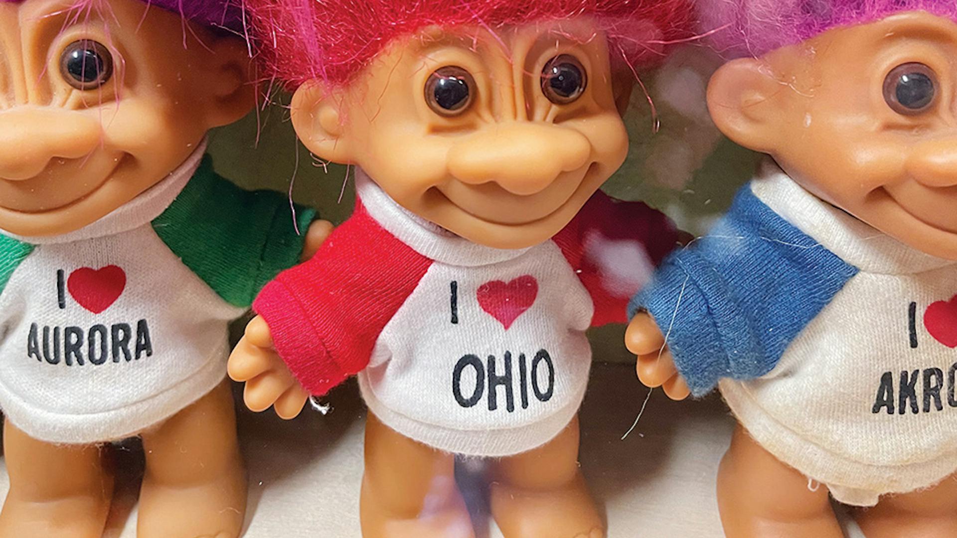 Troll wearing “I Love Ohio” shirt at The Troll Hole Museum in Alliance, Ohio (photo by Jim Vickers)