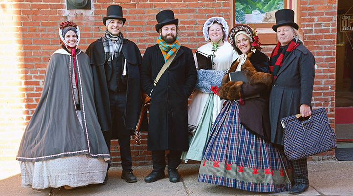 Group of costumed performers at Holly Dickens Festival in Holly, Michigan (photo by Cheryl Tessens)