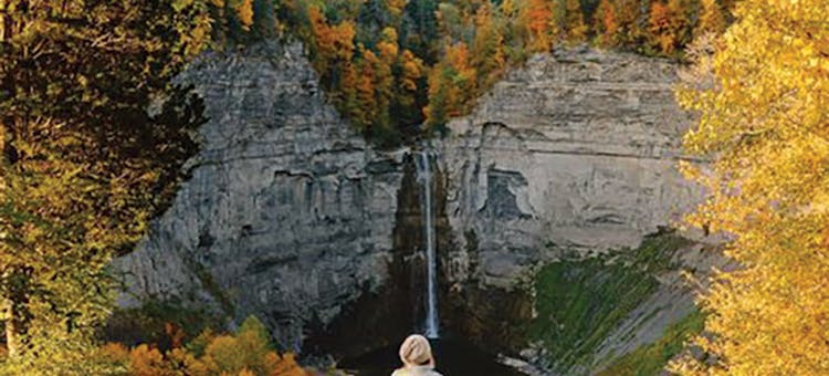 Person and dog hiking in the Finger Lakes Region in west-central, New York (photo © Adventures.with.Willow/Finger Lakes Tourism Alliance)